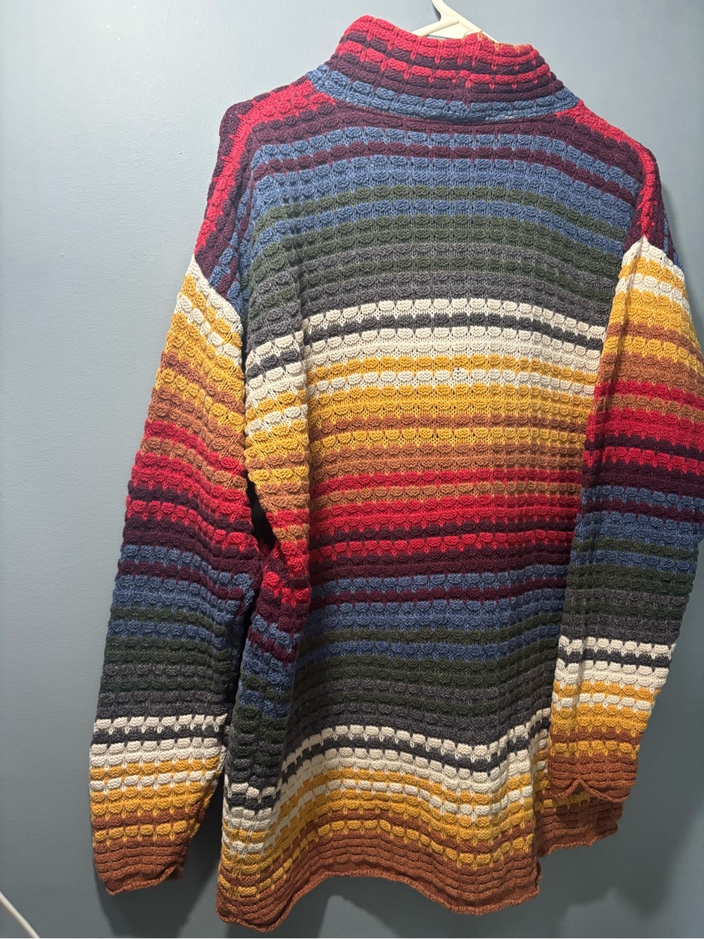 Vintage runway Multicolor Striped Funnel Neck Men's Sweater - Picture 8 of 13